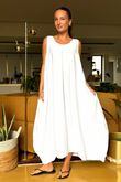 Made in Italy Aster Pocketed Cocoon Dress White